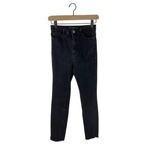 Zara Trafluc High Rise Raw Hem Black Skinny Jeans SZ 6 Casual Emo Grunge Goth